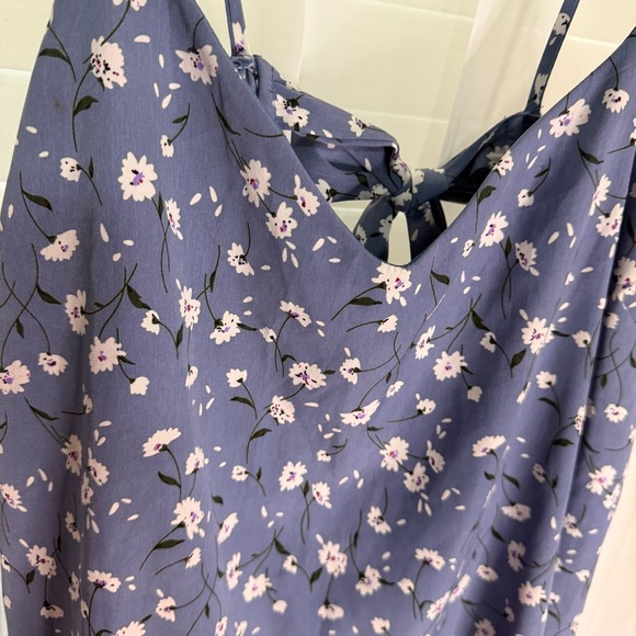 Blue Floral Cami fairy/flowy Top sz Large Coquette Balletcore Back Bow Detail - Picture 8 of 11